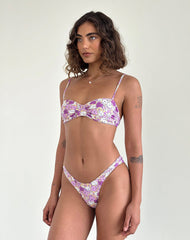 Pali Bikini Top in Bright Floral Orange and Purple