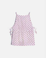 Palsi Tie Side Top in Pink with Medium Polka Red