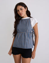 Palsi Tie Side Top in Medium Tartan Blue
