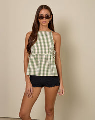Palsi Tie Side Top in Green Check
