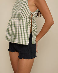 Palsi Tie Side Top in Green Check