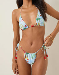 Leyna Bikini Bottom in Bali Blue with Beads