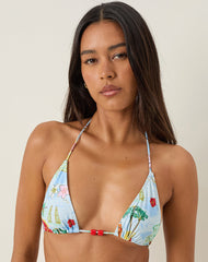 Pami Bikini Top in Bali Blue with Beads