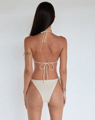 Lentra Bikini Bottom in Ivory and Pink Watercolour Flower