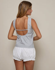 Pasila Top in Mini Gingham Blue and Grey