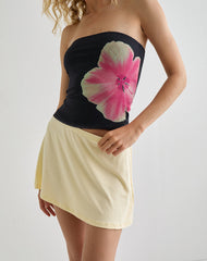 Peggy Bandeau Top in Watercolour Floral Black and Pink