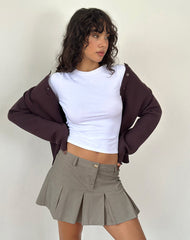 Pegui Mini Pleated Skirt in Cord Brown