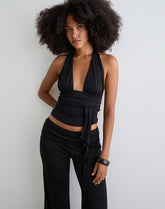 Prilla Halter Top in Cupro Black