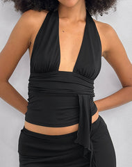 Prilla Halter Top in Cupro Black