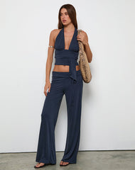 Donata Trouser in Ocean Storm with Belt