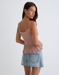 Raeya Tie Front Cami Top in Chiffon Pink