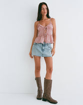 Raeya Tie Front Cami Top in Chiffon Pink
