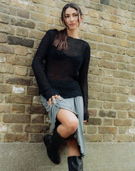 Rajiya Open Weave Jumper in Black