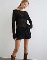 Rajiya Open Weave Jumper in Black