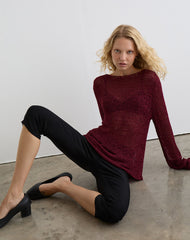 Rajiya Open Weave Jumper in Burgundy