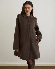 Rakai Pea Coat in Chocolate Wool