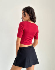 Ralda Curved Jersey Tee in Adrenaline Red