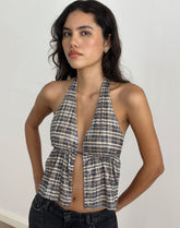 Ramilo Top in Sequin Vintage Check Brown