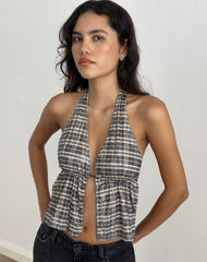 Ramilo Top in Sequin Vintage Check Brown