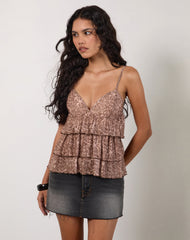 Ratilu Cami Top in Mesh Vintage Paisley Pink