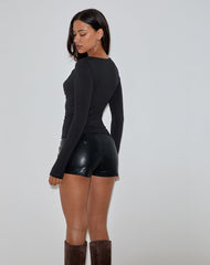 Renice Longsleeve Cowl Neck Top in Black