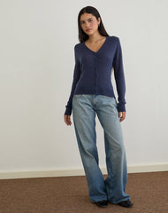 Renisa Cardigan in Sheer Knit Navy