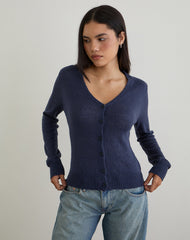 Renisa Cardigan in Sheer Knit Navy