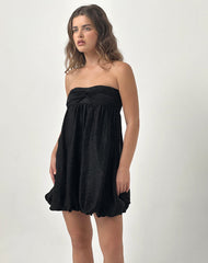 Richie Mini Dress in Satin Jacquard Black
