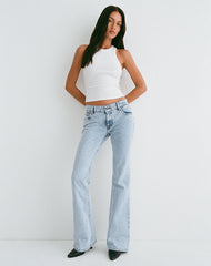 Rigid Low Rise Flare Jeans in 80s Light Wash