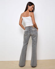 Rigid Low Rise Flare Jeans in Grey Wash