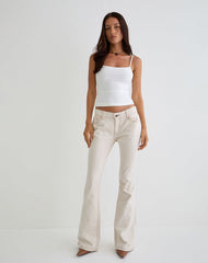 Rigid Low Rise Flare Jeans in Off White