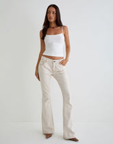 Rigid Low Rise Flare Jeans in Off White