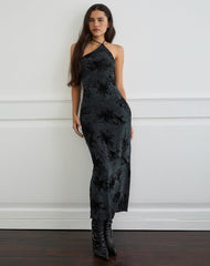 Rikaya Maxi Dress in Burn Velvet Grey