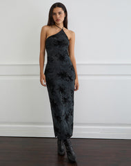 Rikaya Maxi Dress in Burn Velvet Grey