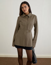 Riku Coat in PU Mushroom