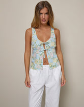 Rodite Tie Front Top in Washed Out Pastel Floral