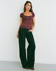 Rolina Blouse in Chiffon Mini Polka Burgundy