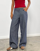 Roomy Extra Wide Low Rise Jeans in Pinstripe Indigo Wash