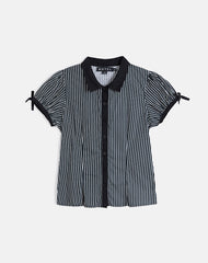 Rosabe Blouse in Black and Grey Monostripe