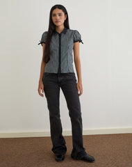 Rosabe Blouse in Black and Grey Monostripe