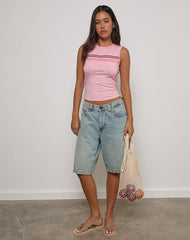 Runaba Backless Tank Top in Ballet Pink Stripe