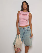 Runaba Backless Tank Top in Ballet Pink Stripe