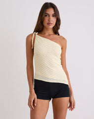 Rusana Top in Sheer Diagonal Knit Buttercream