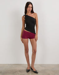 Rusana Top in Sheer Diagonal Knit Black