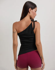 Rusana Top in Sheer Diagonal Knit Black