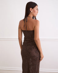 Ruwi Sequin Knit Halter Top in Dark Brown