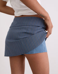 Ryker Skort in Stretch Tailoring Pinstripe Navy
