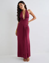 Ryoko Maxi Dress in Cupro Burgundy