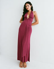 Ryoko Maxi Dress in Cupro Burgundy