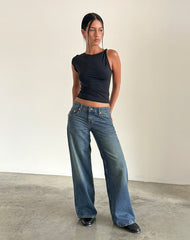 Roomy Extra Wide Low Rise Jeans in Bright Blue